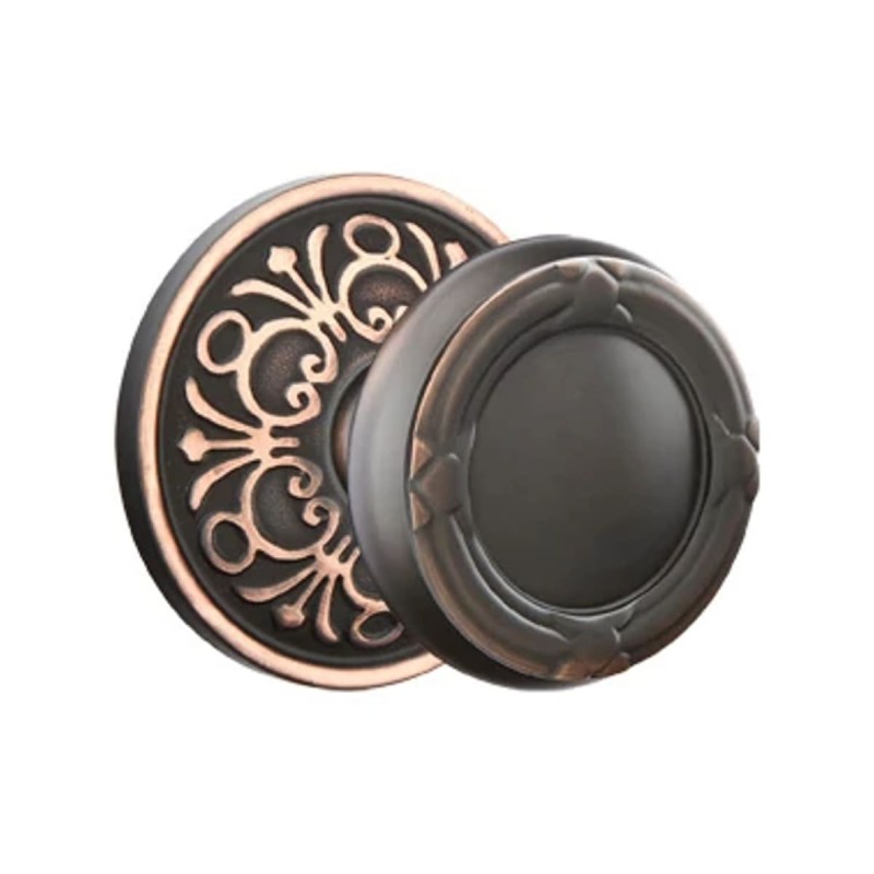 Emtek Ribbon and Reed Knob with Lancaster Rosette